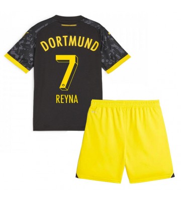Borussia Dortmund Giovanni Reyna #7 Udebanesæt Børn 2023-24 Kort ærmer (+ korte bukser)